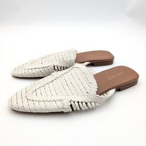 Nine West Campton Woven Almond Toe Flat Mules Women's Ivory Size US9M EU40